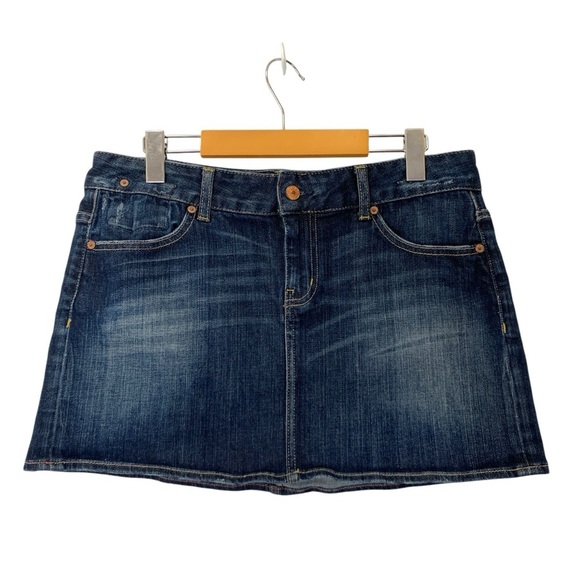 GAP 1969 Denim Mini Skirt Womens 12 Blue Vintage Y2K Dark Wash Minimalist - Picture 1 of 5